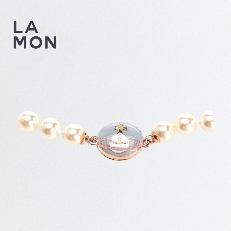 ヴィヴィアン ウエストウッド ネックレス Vivienne Westwood LOELIA NECKLACE メタル スワロフスキー グラス パール ネックレス PINK GOLD/PALE BLUE ピンク系