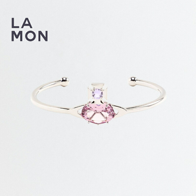 ヴィヴィアン ウエストウッド ブレスレット Vivienne Westwood Augusta Open Bangle メタル ブレスレット PLATINUM/PINK シルバー/ピンク系