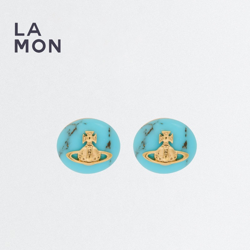 ヴィヴィアン ウエストウッド ピアス Vivienne Westwood Maude Marble Orb Earrings メタル ピアス Gold/Turquoise ブルー系|LAMONBOUTIQUE店