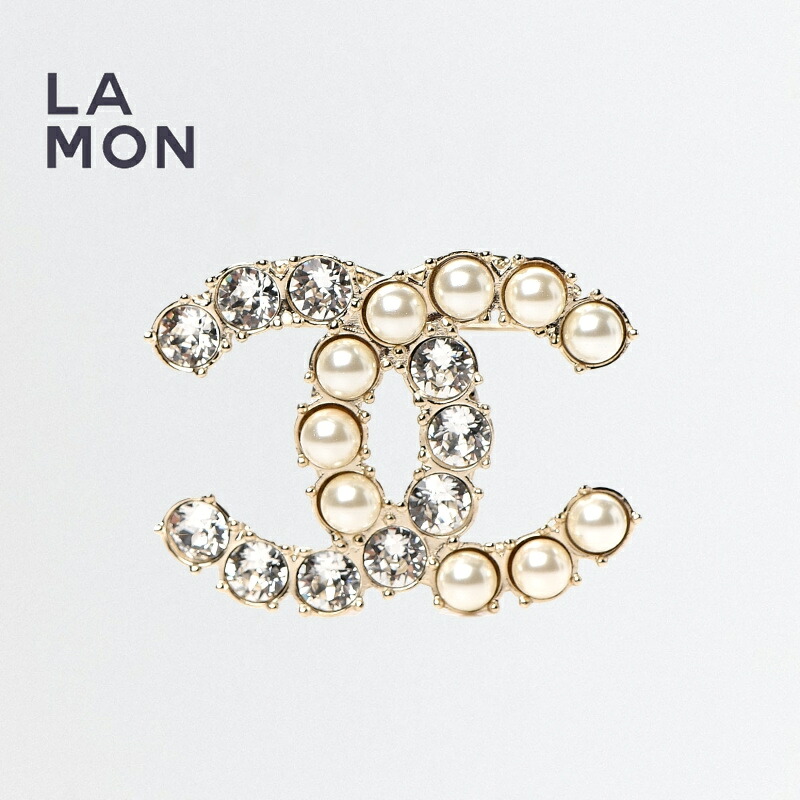 【新品】シャネル ブローチ CHANEL BROOCH AB4734 ココマーク メタル ストラス コスチューム パール ブローチ GOLD ゴールド系