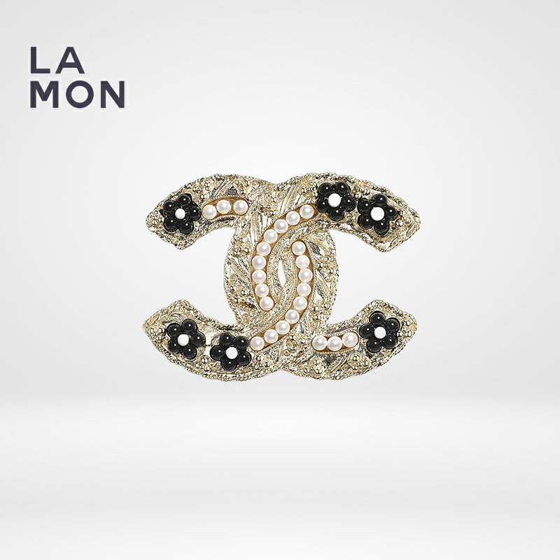 【新品】シャネル ブローチ CHANEL BROOCH AB5966 ココマーク メタル コスチューム パール レジン ブローチ GOLD/BLACK ゴールド/ブラック系