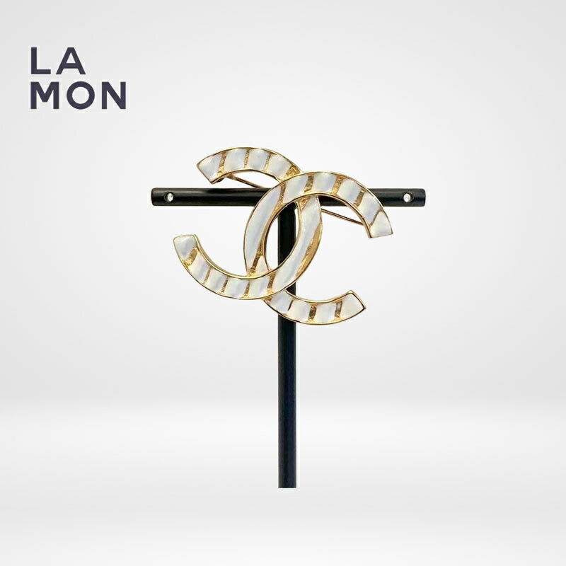 【新品】シャネル ブローチ CHANEL BROOCH AB9953 ココマーク メタル ブローチ GOLD/WHITE ゴールド/ホワイト系
