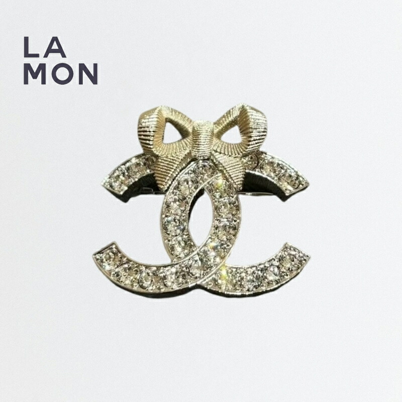 【新品】シャネル ブローチ CHANEL BROOCH ABE478 ココマーク メタル ストラス 蝶々結び ブローチ GOLD ゴールド系