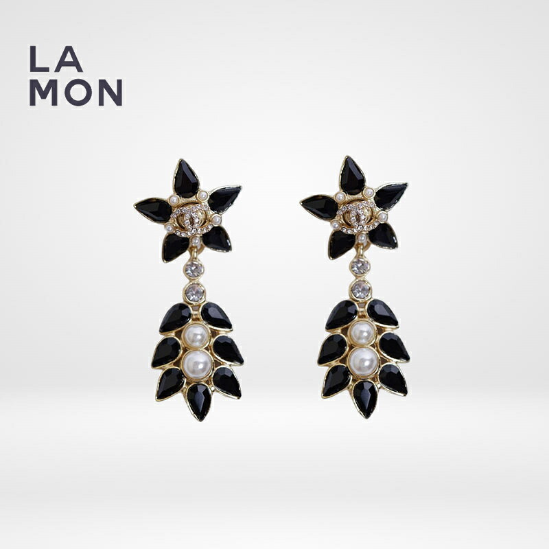 【新品】シャネル ピアス CHANEL EARRINGS AB4328 ココマーク メタル ストラス 星 スター ピアス GOLD/BLACK ゴールド/ブラック系|LAMONBOUTIQUE店