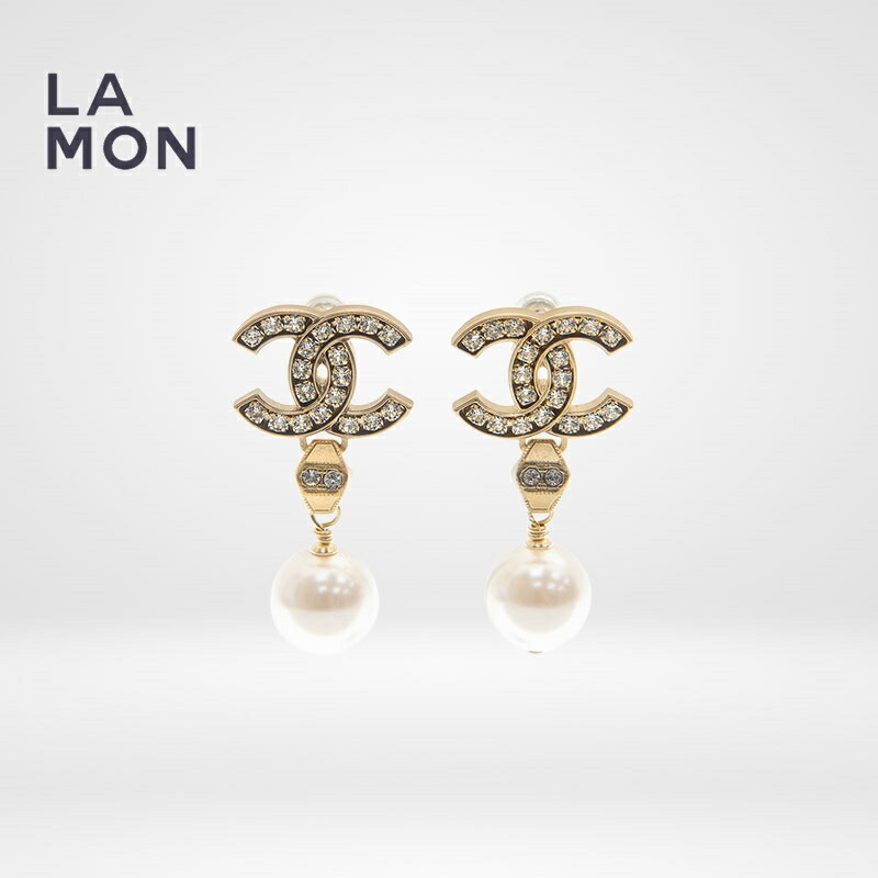 【新品】シャネル ピアス CHANEL EARRINGS AB5674 ココマーク メタル ストラス コスチューム パール ピアス GOLD ゴールド系|LAMONBOUTIQUE店