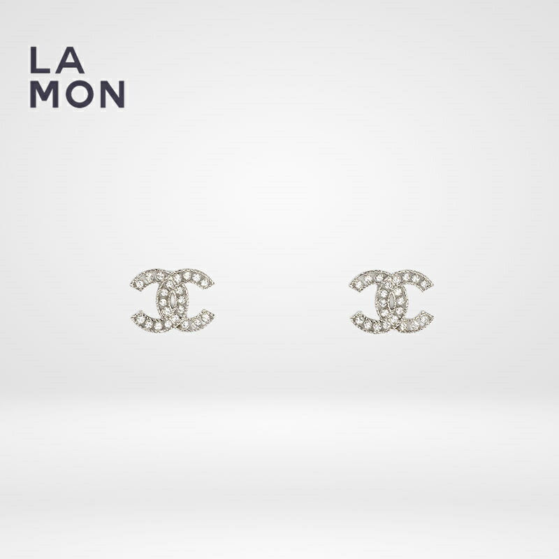 【CHANEL】イヤリング メタル & ストラス ピアス - メタル & ストラス、シルバー & クリスタル