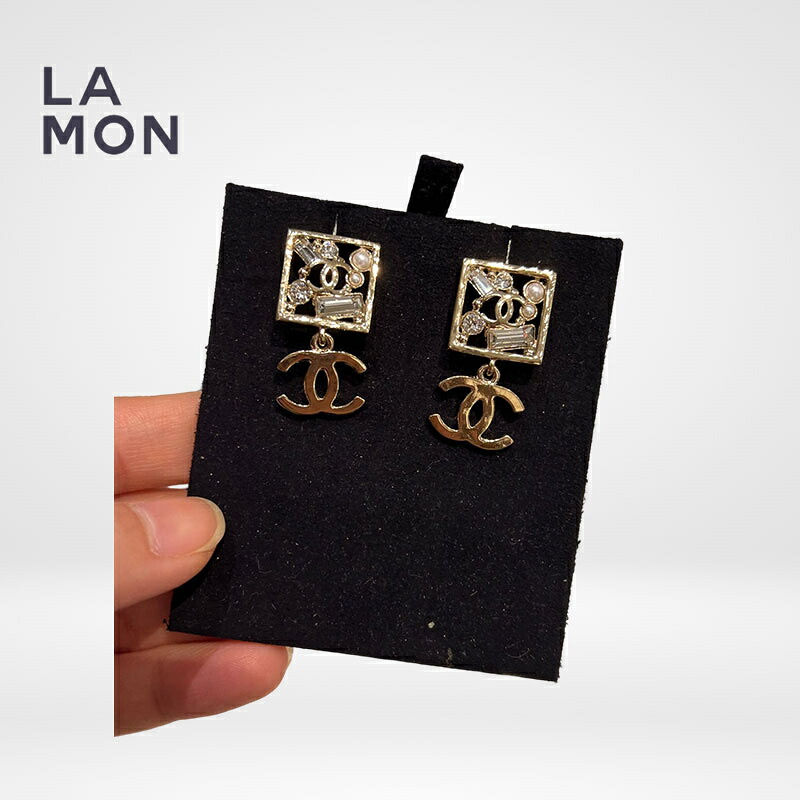 【新品】シャネル ピアス CHANEL EARRINGS AB7261 ココマーク メタル ストラス コスチューム パール ぶらさがり ピアス GOLD ゴールド系|LAMONBOUTIQUE店