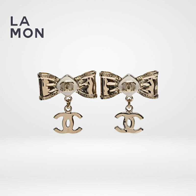 【新品】シャネル ピアス CHANEL EARRINGS AB8224 ココマーク メタル 蝶々結び ピアス GOLD ゴールド系