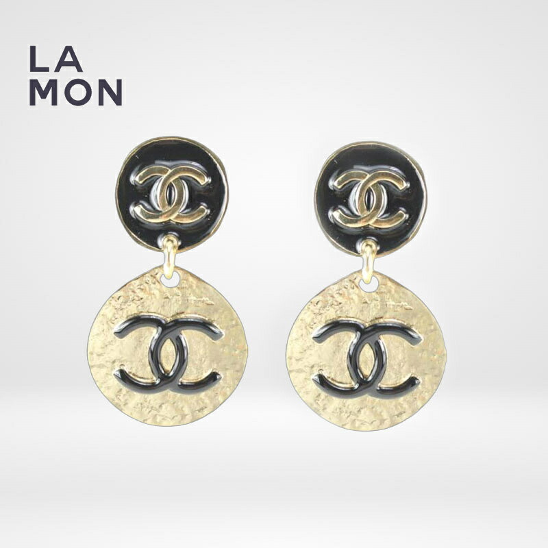 【新品】シャネル ピアス CHANEL EARRINGS AB8760 ココマーク メタル ピアス GOLD/BLACK ゴールド/ブラック系