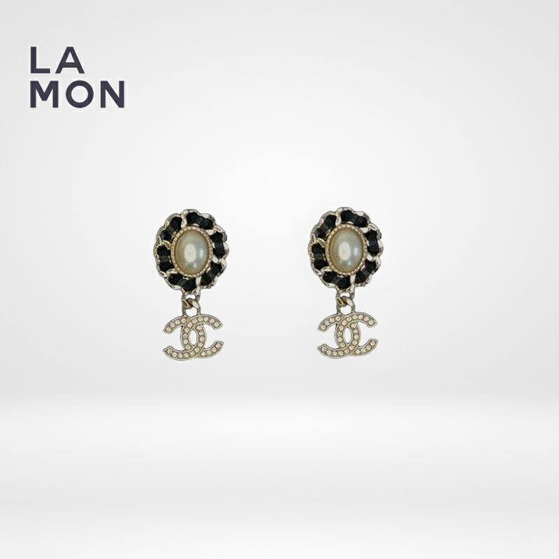 【新品】シャネル ピアス CHANEL EARRINGS AB6768 ココマーク メタル ストラス コスチューム パール レザー ピアス GOLD/BLACK ゴールド/ブラック系