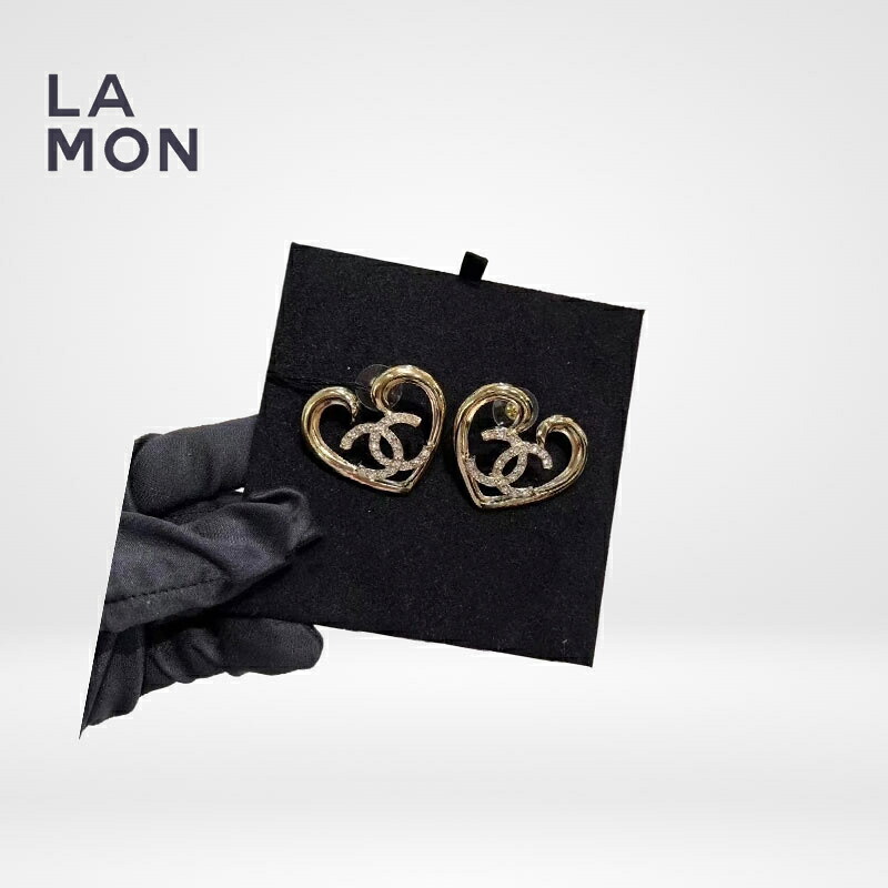【新品】シャネル ピアス CHANEL EARRINGS ABA098 ココマーク メタル ストラス ハート ピアス GOLD ゴールド系