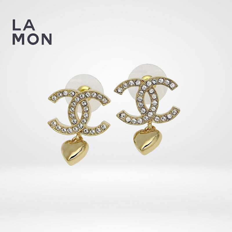 【新品】シャネル ピアス CHANEL EARRINGS ABA272 ココマーク メタル ストラス ハート ピアス GOLD ゴールド系