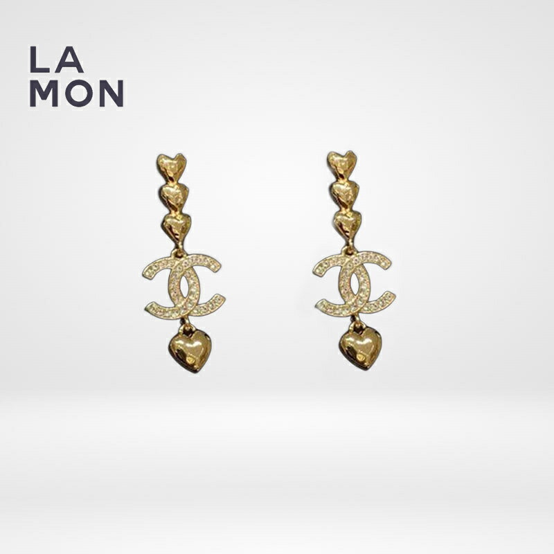【新品】シャネル ピアス CHANEL EARRINGS ABA268 ココマーク メタル ストラス ハート ピアス GOLD ゴールド系｜LAMONBOUTIQUE店