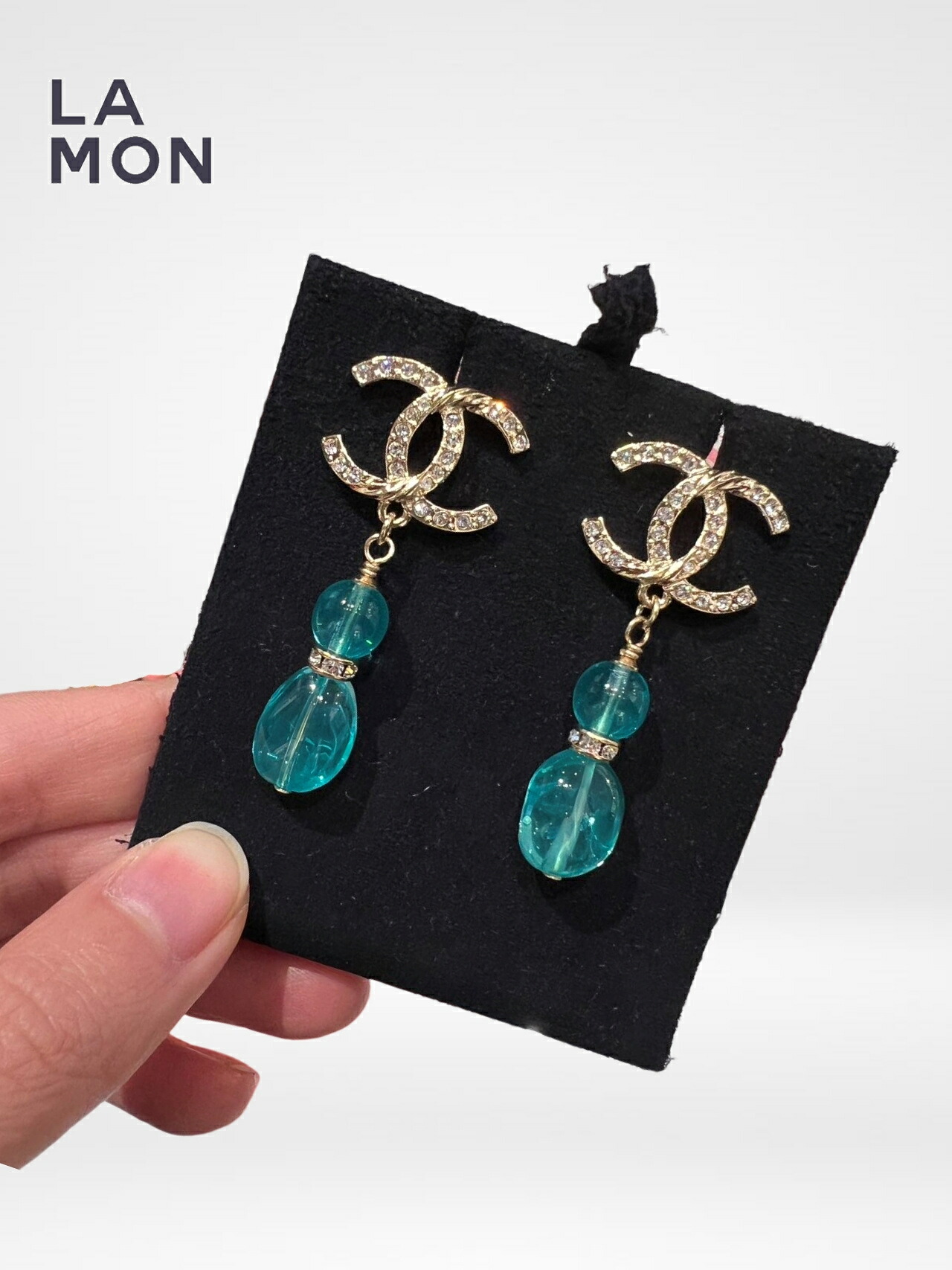 【新品】シャネル ピアス CHANEL EARRINGS ABA158 ココマーク メタル ストラス ピアス GOLD/BLUE ゴールド/ブルー系 64,350円