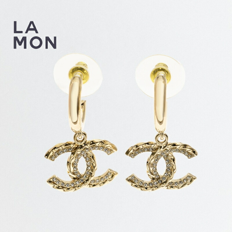 【新品】シャネル ピアス CHANEL EARRINGS ABB750 ココマーク メタル ストラス ピアス GOLD ゴールド系|LAMONBOUTIQUE店