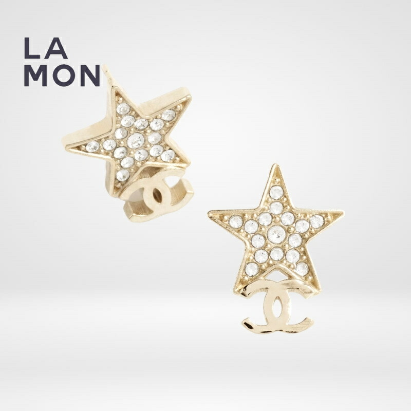 【新品】シャネル ピアス CHANEL EARRINGS ABB488 ココマーク メタル ストラス スター ピアス GOLD ゴールド系