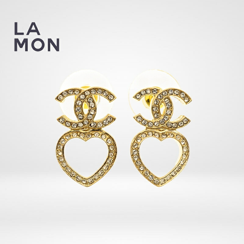 【新品】シャネル ピアス CHANEL EARRINGS ABB665 ココマーク メタル ストラス ハート ピアス GOLD ゴールド系