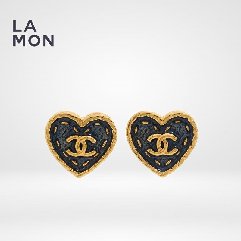 【新品】シャネル ピアス CHANEL EARRINGS ABC742 ココマーク メタル ハート ピアス GOLD/BLUE ゴールド/ブルー系