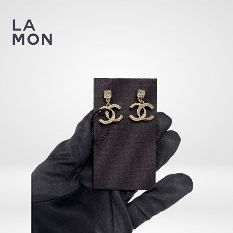 【新品】シャネル ピアス CHANEL EARRINGS ABD051 ココマーク メタル ストラス ピアス GOLD ゴールド系