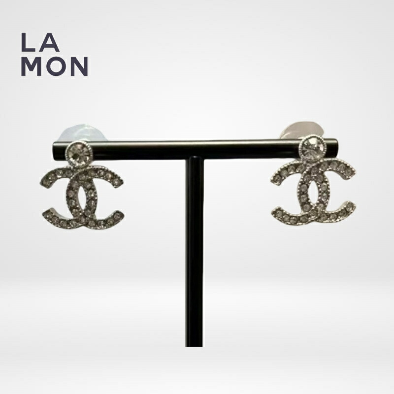 【新品】シャネル ピアス CHANEL EARRINGS ABC163 ココマーク メタル ストラス ピアス SILVER シルバー系