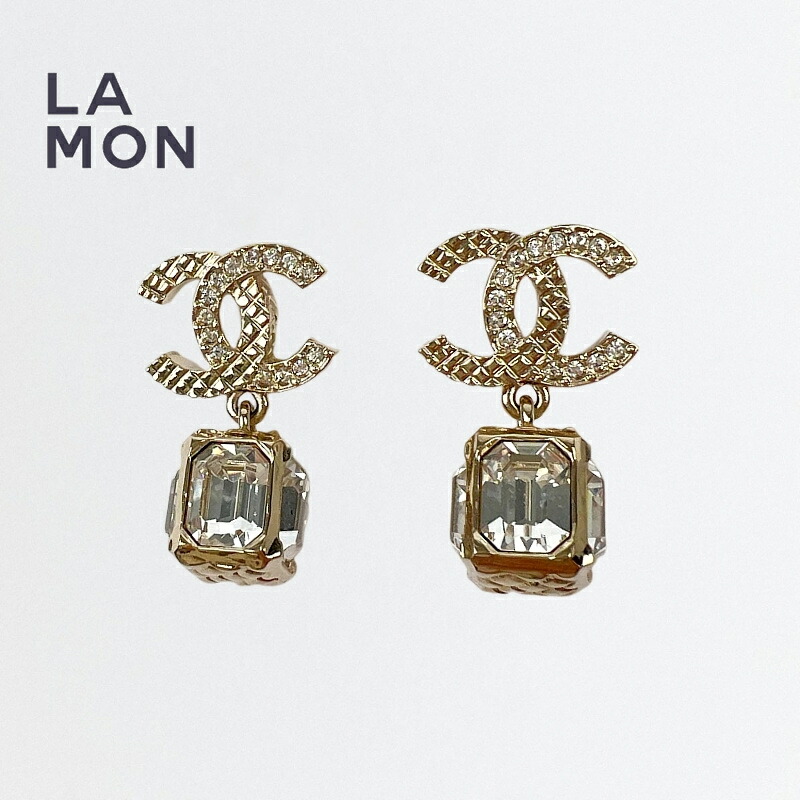 【新品】シャネル ピアス CHANEL EARRINGS ABB886 ココマーク メタル ガラス ピアス GOLD ゴールド系