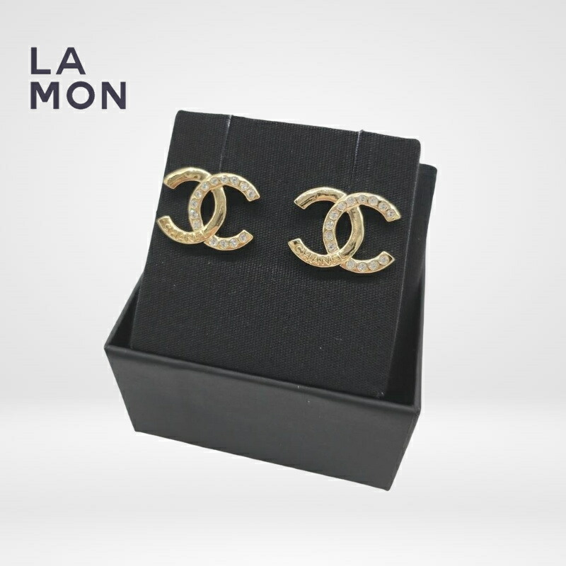 【新品】シャネル ピアス CHANEL EARRINGS ABD104 ココマーク メタル ストラス ピアス GOLD ゴールド系|LAMONBOUTIQUE店