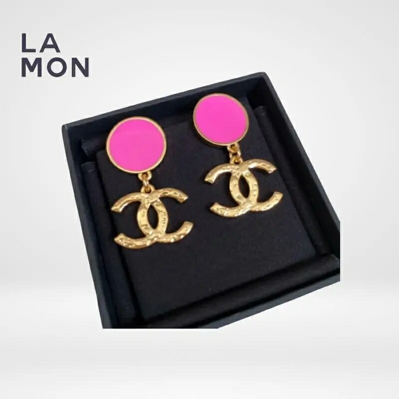 【新品】シャネル ピアス CHANEL EARRINGS ABC498 ココマーク メタル ピアス GOLD/PINK ゴールド/ピンク系|LAMONBOUTIQUE店