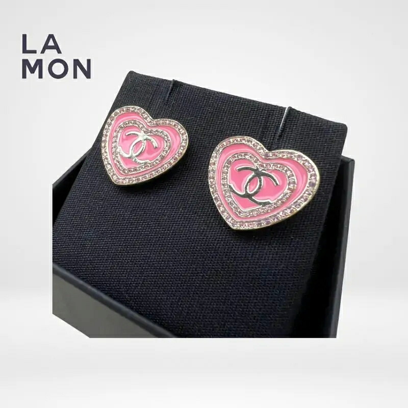 【新品】シャネル ピアス CHANEL EARRINGS ABD343 ココマーク メタル ストラス ハート ピアス PINK ピンク系