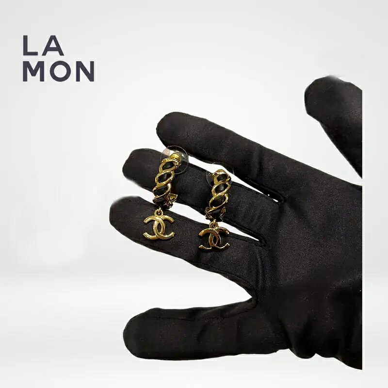 【新品】シャネル ピアス CHANEL EARRINGS ABE752 ココマーク メタル レザー ピアス GOLD ゴールド系