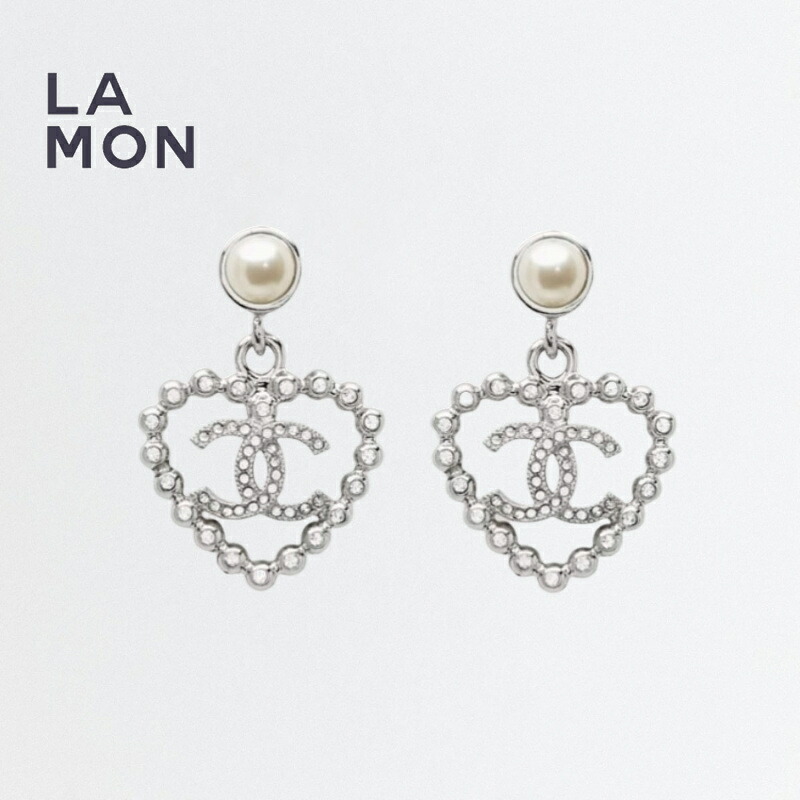 【新品】シャネル ピアス CHANEL EARRING ABF477 ココマーク メタル ストラス コスチューム パール ピアス SILVER シルバー系|LAMONBOUTIQUE店