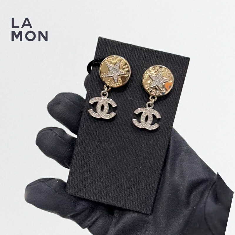 CHANEL 　ピアス CHANEL シャネル ピアス CCマークラインストーン メタル