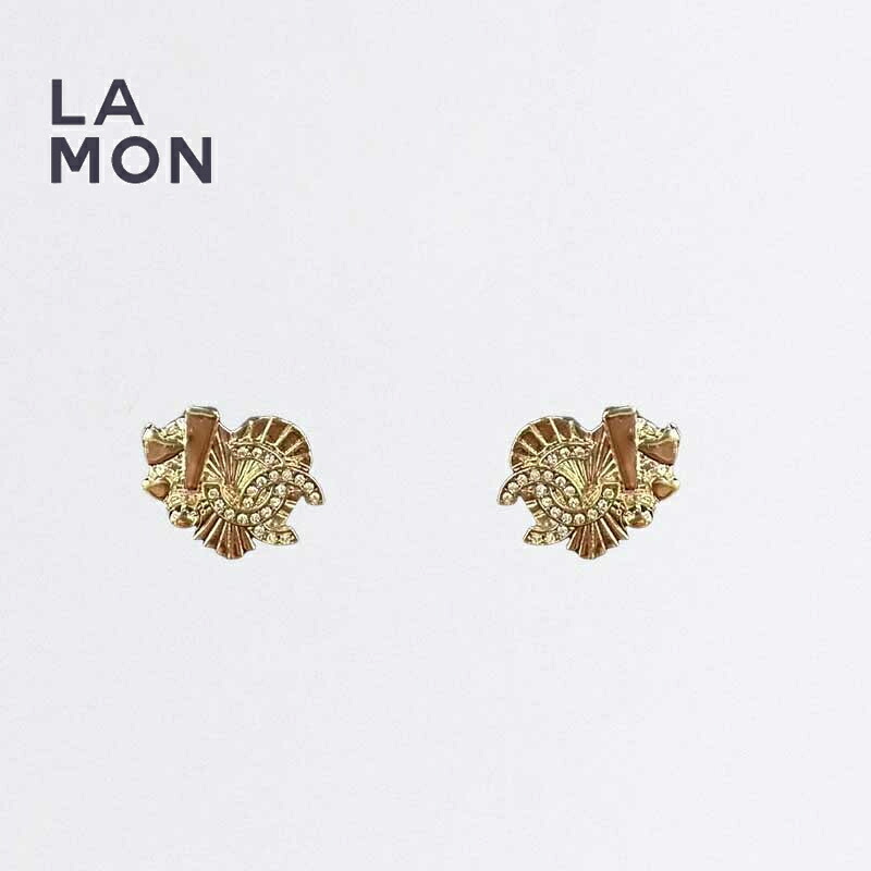 【新品】シャネル ピアス CHANEL EARRING ABG358 ココマーク メタル ストラス ハート ピアス GOLD ゴールド系|LAMONBOUTIQUE店