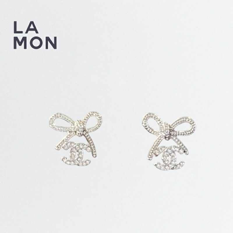 【新品】シャネル ピアス CHANEL EARRING ABG601 ココマーク メタル ストラス 蝶々結び ピアス SILVER シルバー系