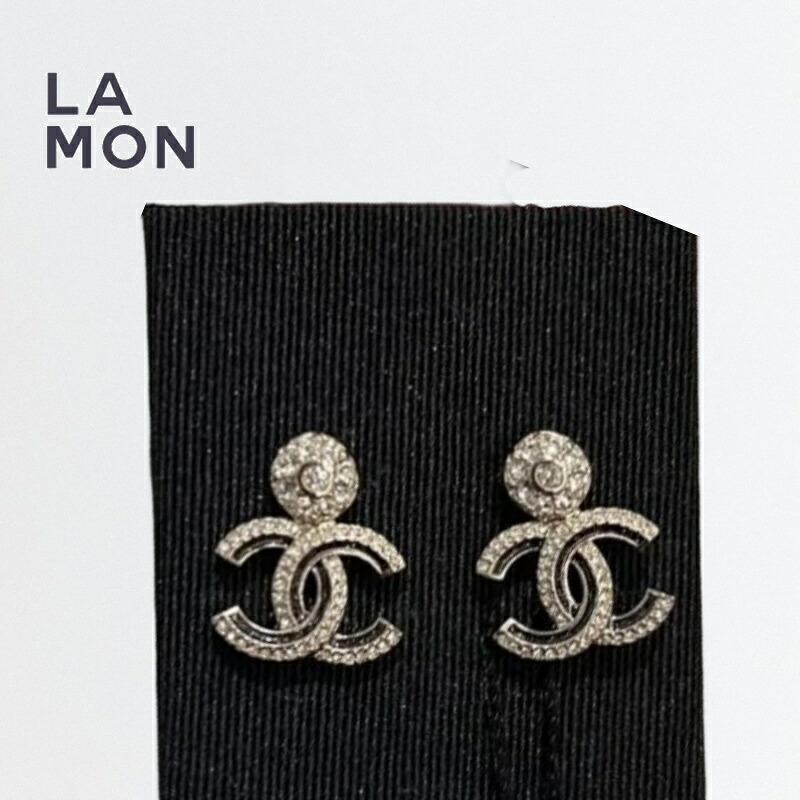 【新品】シャネル ピアス CHANEL EARRING ABG407 ココマーク メタル ストラス ピアス GOLD/BLACK ゴールド/ブラック系