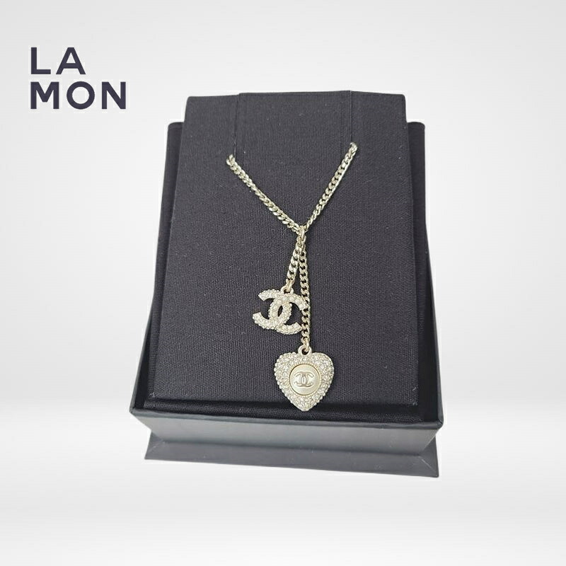 【新品】シャネル ネックレス CHANEL NECKLACE AB9386 ココマーク メタル ストラス コスチューム パール ハート ネックレス GOLD/WHITE ゴールド/ホワイト系