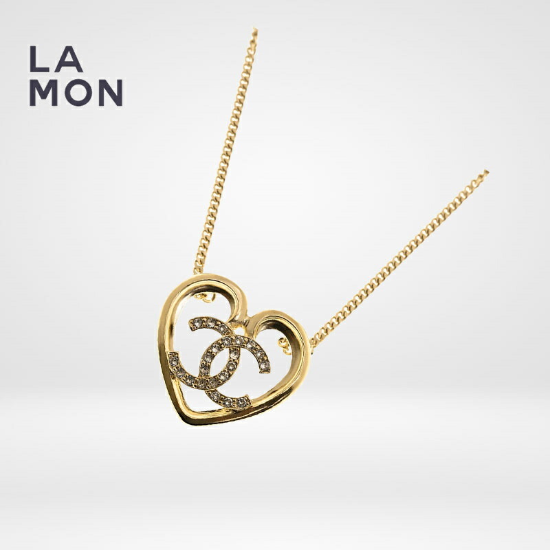 【新品】シャネル ネックレス CHANEL NECKLACE ABA083 ココマーク メタル ストラス ハート ネックレス GOLD ゴールド系|LAMONBOUTIQUE店