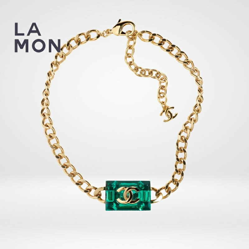 【新品】シャネル ネックレス CHANEL NECKLACE ABA454 ココマーク メタル レジン チョーカー GOLD/GREEN ゴールド/グリーン系|LAMONBOUTIQUE店