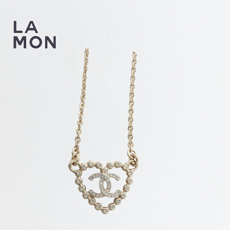 【新品】シャネル ネックレス CHANEL NECKLACE ABF459 ココマーク メタル ストラス ハート ネックレス GOLD ゴールド系｜LAMONBOUTIQUE店
