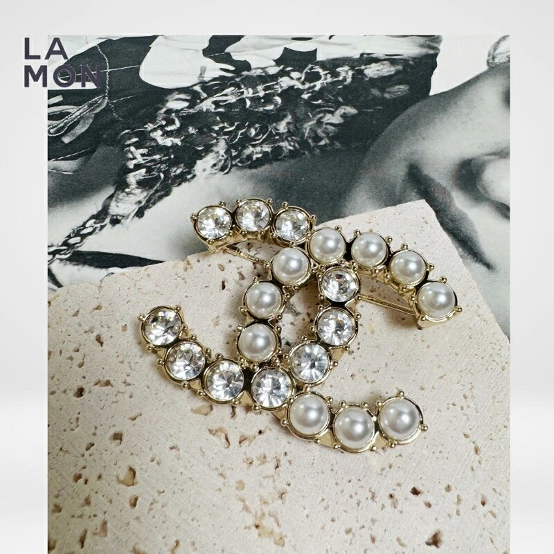 【中古】シャネル ブローチ USED CHANEL BROOCH ココマーク メタル ストラス コスチューム パール ブローチ GOLD ゴールド系 GRADE A