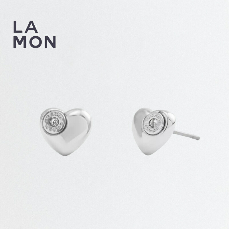 コーチ ピアス COACH CBW18 Open Circle Heart Stud Earrings ハート ピアス SILVER シルバー系｜LAMONBOUTIQUE店