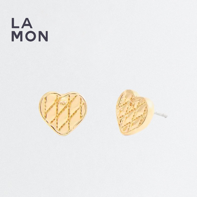 コーチ ピアス COACH CBW81 Quilted Heart Stud Earrings メタル ハート ピアス GOLD ゴールド系｜LAMONBOUTIQUE店