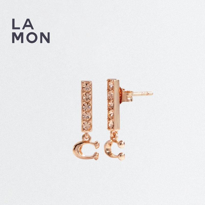 コーチ ピアス COACH 91446 Signature Paved Bar Stud Earrings メタル ピアス ROSE GOLD ローズゴールド系｜LAMONBOUTIQUE店
