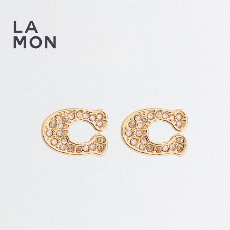 コーチ ピアス COACH 493613 Signature Pav? C Stud Earrings メタル ピアス GOLD ゴールド系｜LAMONBOUTIQUE店