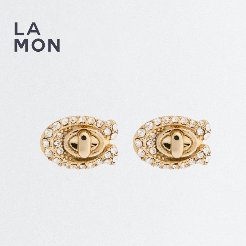 コーチ ピアス COACH CV247 Pav? Signature Turnlock Stud Earrings メタル ピアス GOLD ゴールド系|LAMONBOUTIQUE店