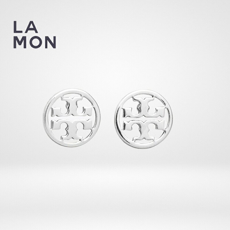 トリーバーチ ピアス TORY BURCH 11165518 022 LOGO CIRCLE-STUD EARRING ロゴ スタッズ ピアス Silver シルバー系|LAMONBOUTIQUE店