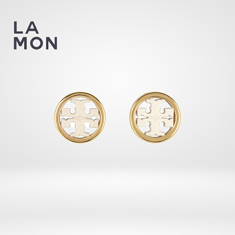 トリーバーチ ピアス TORY BURCH 58459 Miller Circle Stud Earrings ロゴ ピアス GOLD/NEW IVORY ゴールド/アイボリー|LAMONBOUTIQUE店
