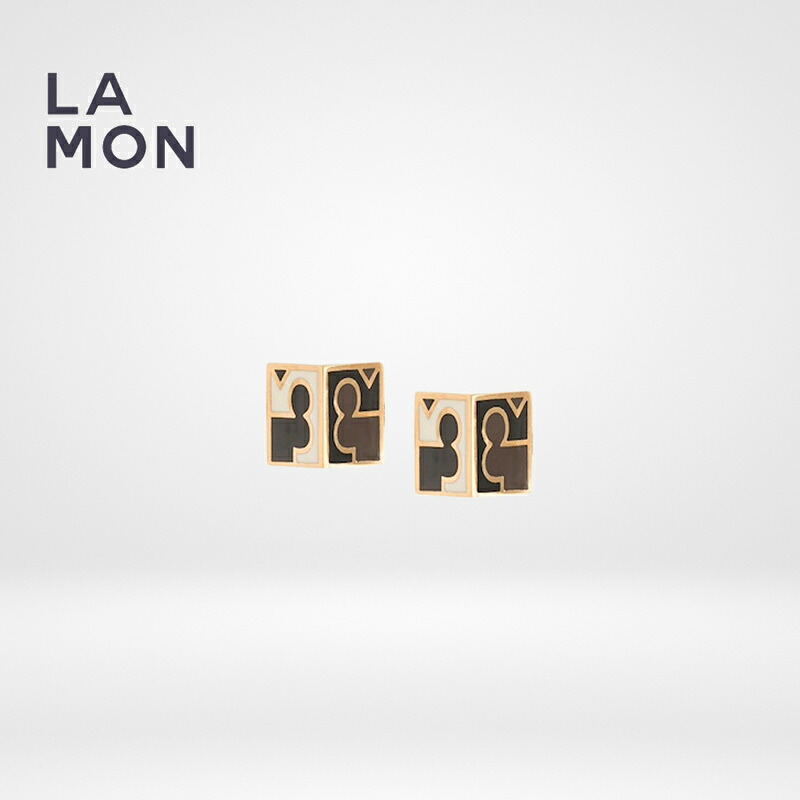 トリーバーチ ピアス TORY BURCH 55971 Enamel Logo Half Cube Earrings ロゴ ピアス マルチカラー｜LAMONBOUTIQUE店
