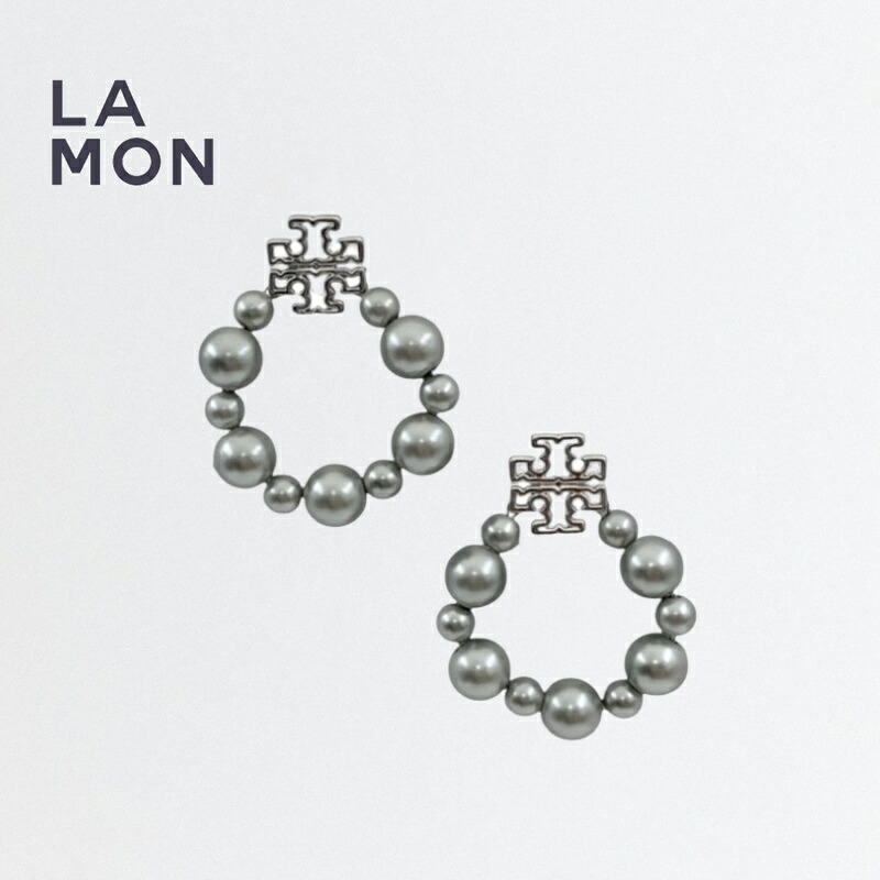トリーバーチ ピアス TORY BURCH 86972 022 Britten Pearl Statement Earring パール ロゴ ピアス Silver シルバー系｜LAMONBOUTIQUE店 11,880円