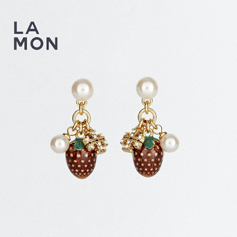 トリーバーチ ピアス TORY BURCH 88917 100 KIRA CHARM EARRING キラ ロゴ 苺 ピアス マルチカラー｜LAMONBOUTIQUE店