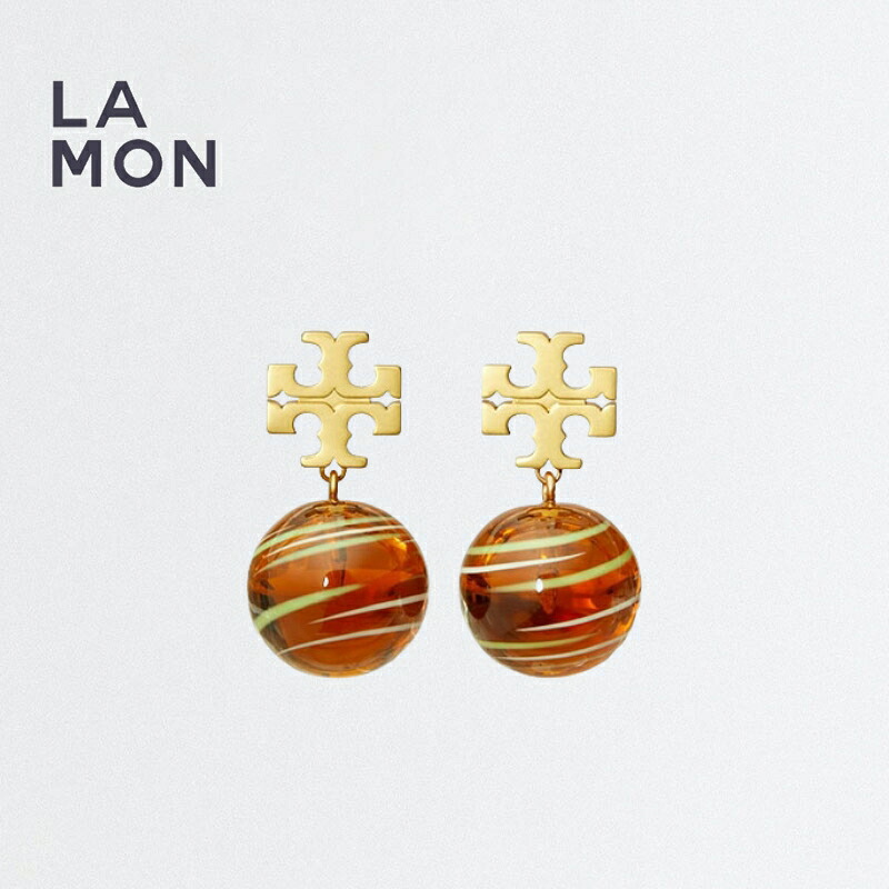 トリーバーチ ピアス TORY BURCH 147142 800 ROXANNE SMALL DROP EARRING ロクサーヌ ドロップ ピアス Rolled Gold/Orange/Multi オレンジ系｜LAMONBOUTIQUE店 16,819円